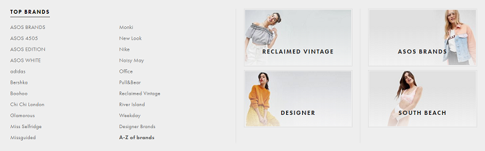 Brands available at ASOS