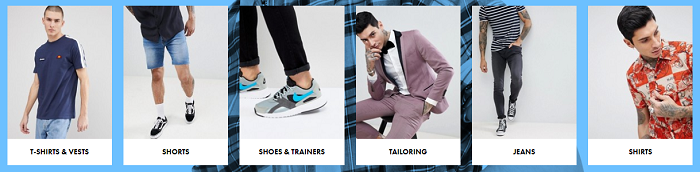 Men’s range at ASOS