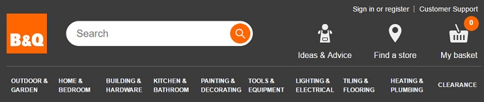 B&Q menu B&Q menu