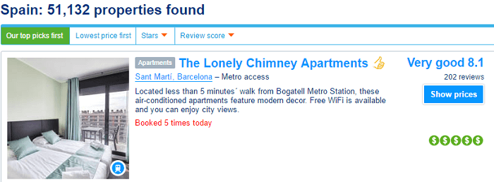 Booking.com results results