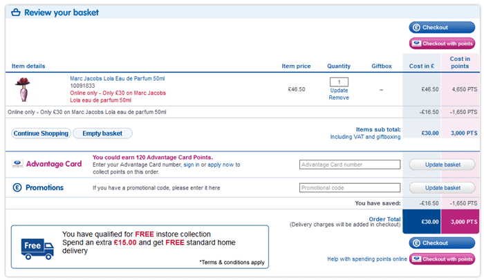 Boots.com checkout Boots.com checkout