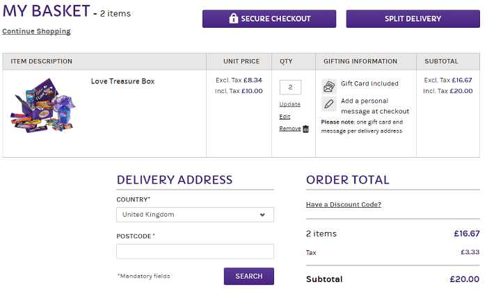 Cadbury Gifts Direct basket Cadbury Gifts Direct basket