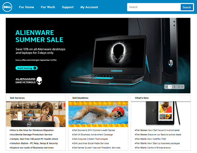 Dell website Dell website