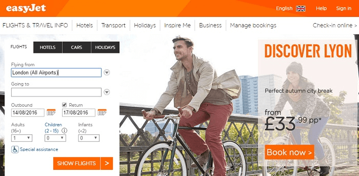 Easyjet front page Easyjet front page