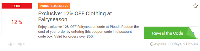 Fairyseason voucher code at Picodi