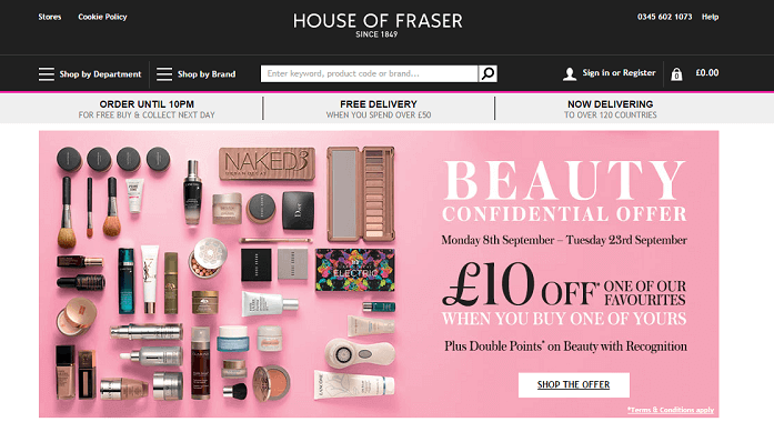 House of Fraser website House of Fraser website