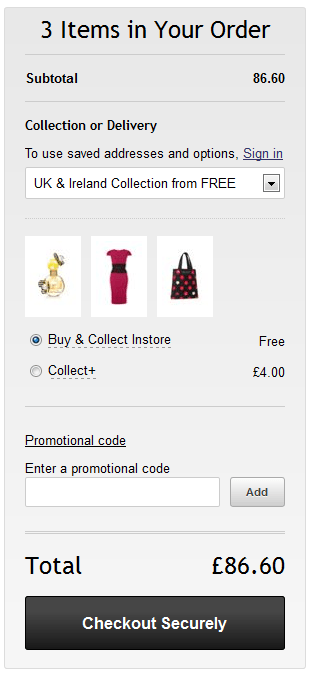 House of Fraser promotional code box