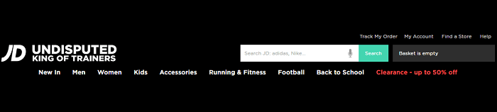 JD Sports website JD Sports website