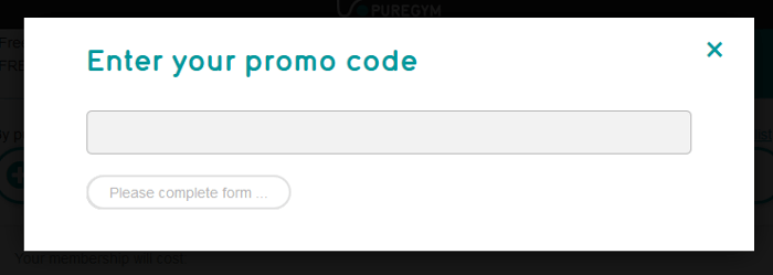 Puregym promo code box