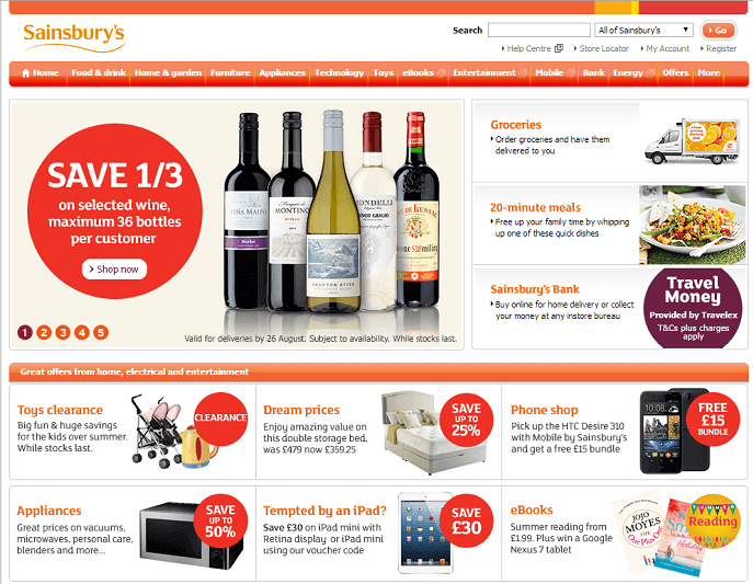 Sainsbury's website Sainsbury's website
