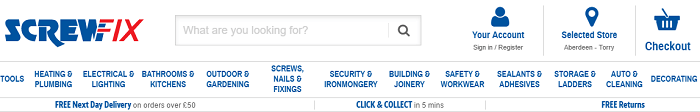 Screwfix website