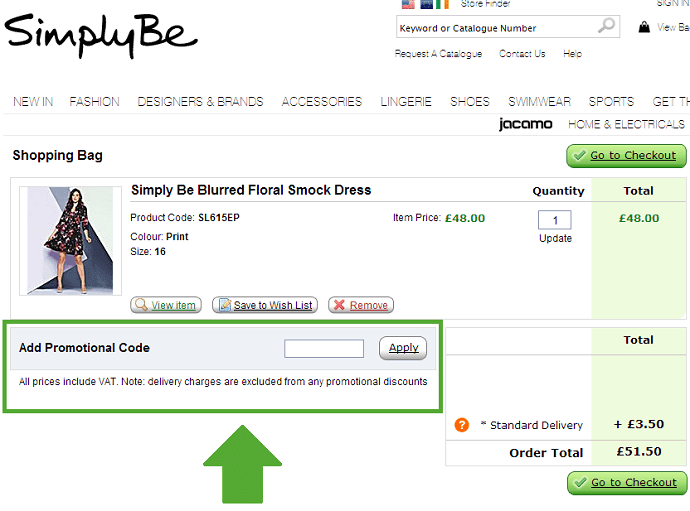 Simply Be promotional code box Simply Be promotional code box