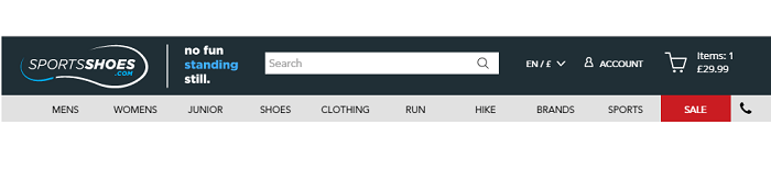 SportsShoes website SportsShoes website