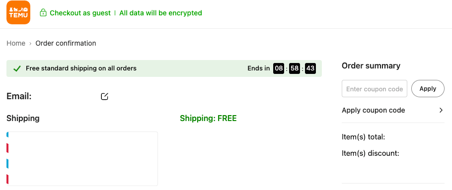 Where to enter the Temu coupon code?