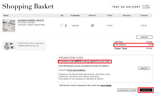 Promotion code box Promotion code box