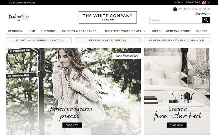 The white company online store The white company online store