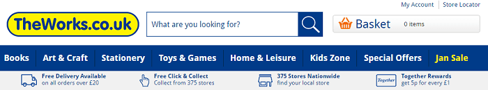 The Works website The Works website