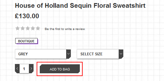 Urban Outfitters - adding products to the bag Urban Outfitters - adding products to the bag