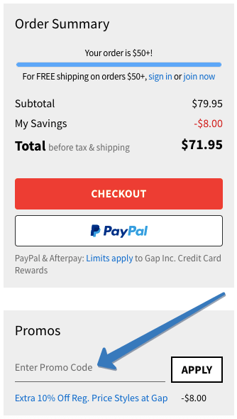Gap extra hot sale discount code