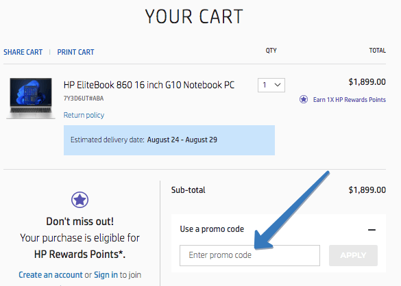 How to use HP promo code