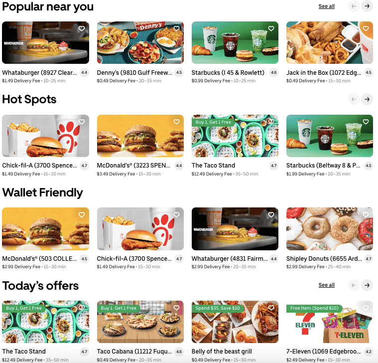 Uber Eats assortment