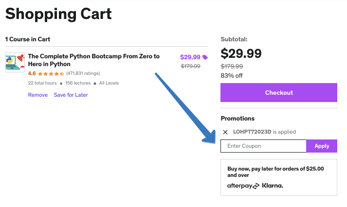 How to use a Udemy promo code