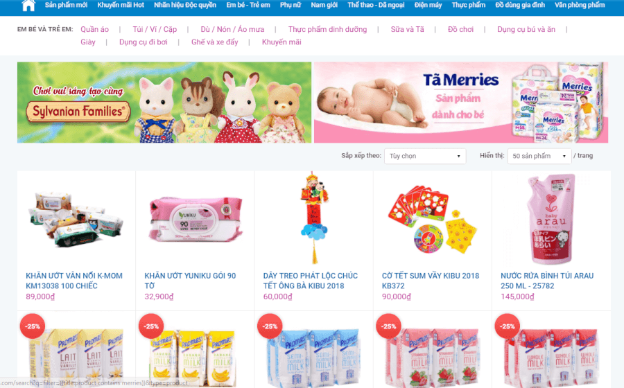Danh mục mặt hàng dành cho Em bé - Trẻ em.