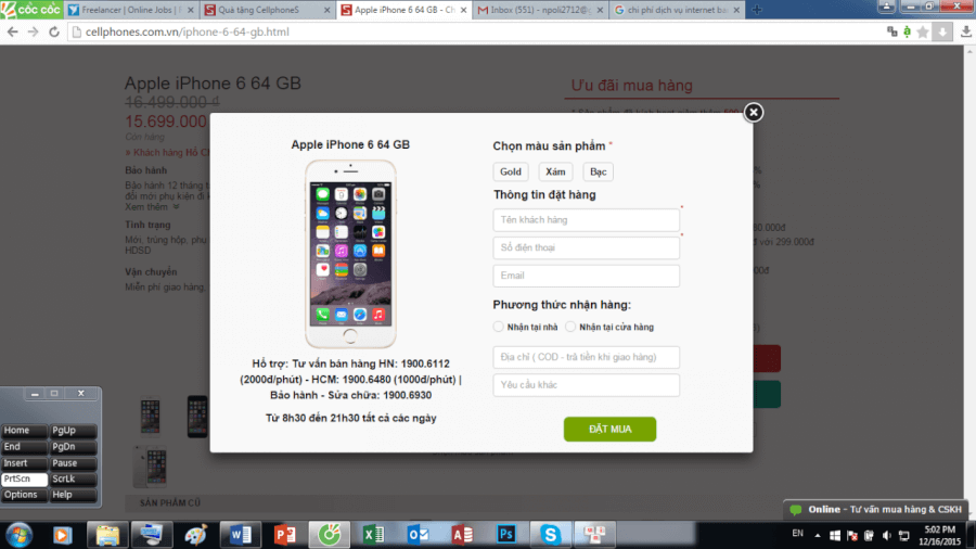 Cellphones phiếu mua hàng online