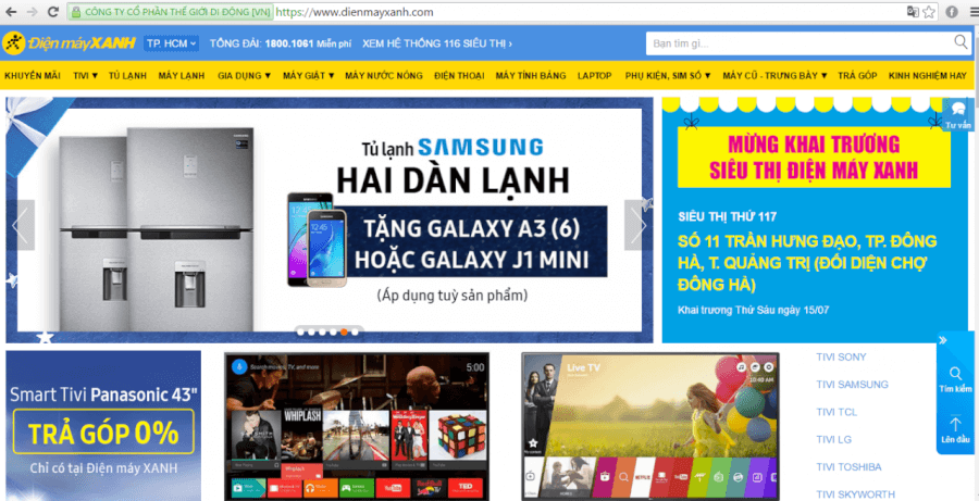 Điện Máy Xanh chào hàng