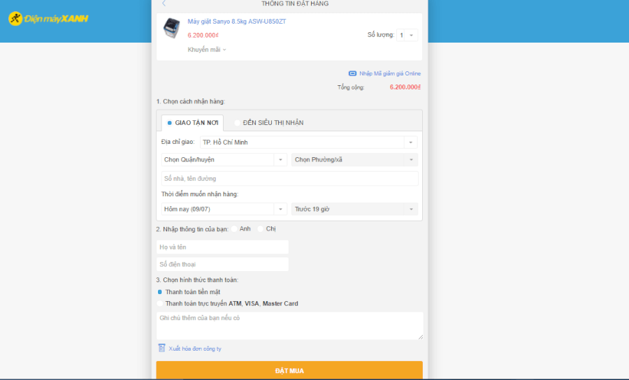 Điện Máy Xanh mã khuyến mãi