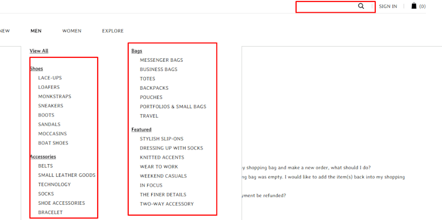 Sản phẩm trong cửa hàng Pedro