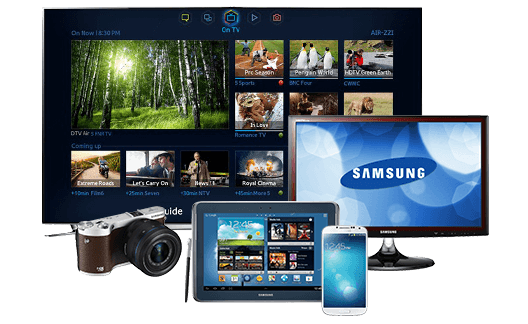 Samsung với đa dạng các sản phẩm điện tử.