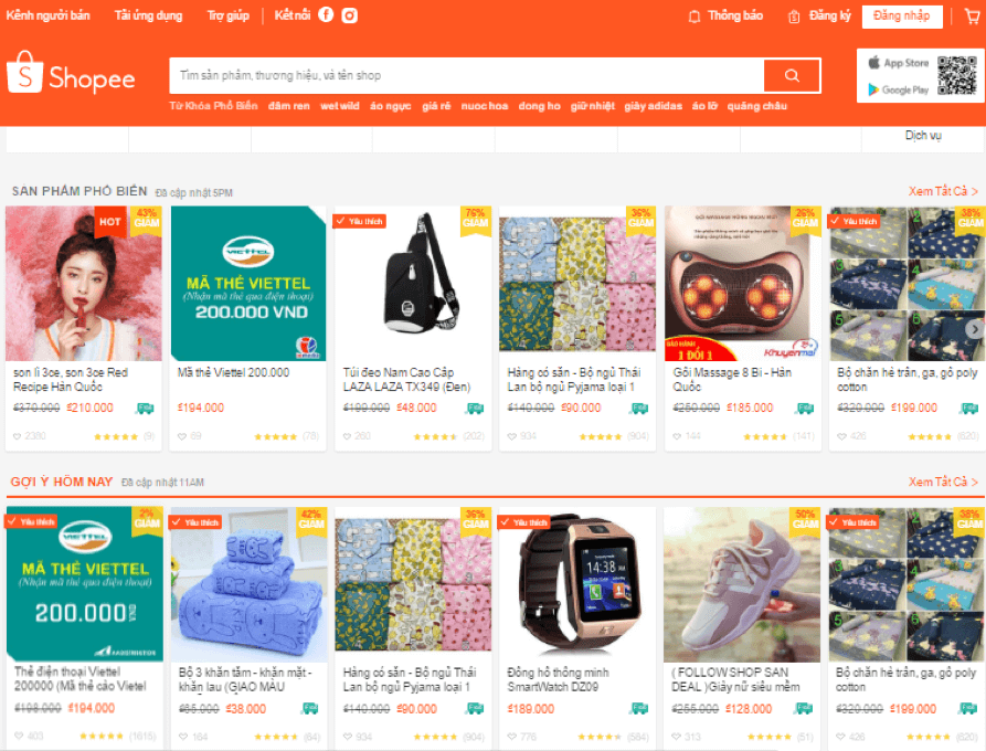 Shopee chào hàng khuyến mãi