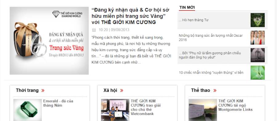 Thế Giới Kim Cương chào hàng khuyến mãi