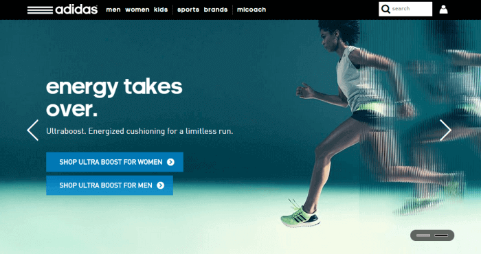 Adidas home page Adidas home page