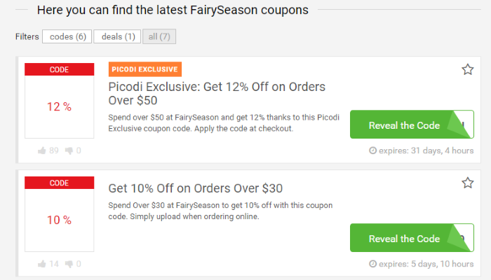 Fairyseason coupons