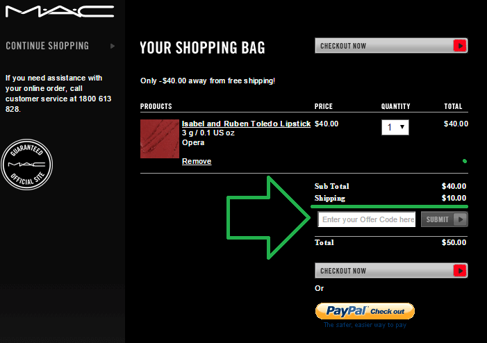 MAC shopping bag MAC checkout