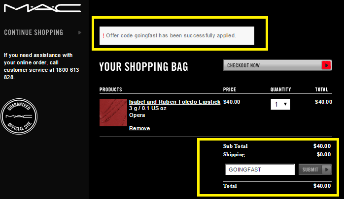 Mac cosmetics deals coupon