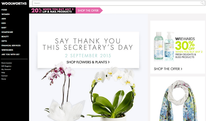 Woolworths home page Woolworths front page