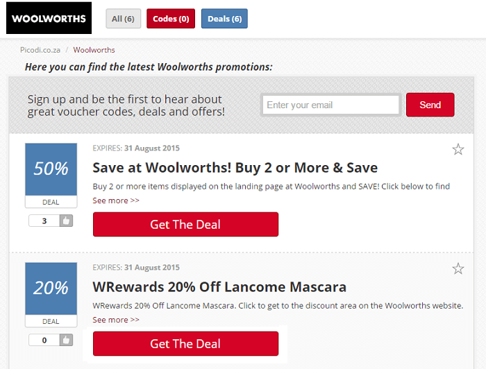 find the best Woolworths deals click on the red button to get tje deal